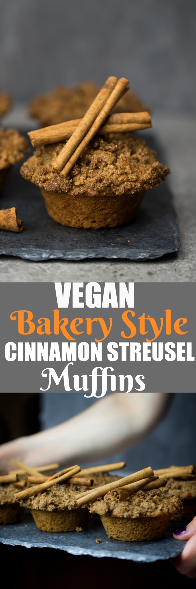 Vegan Bakery Style Cinnamon Streusel Muffins