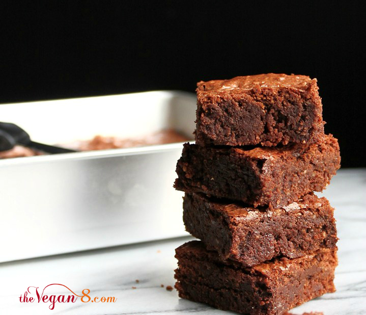 Vegan Fudgy Coconut Butter Brownies stacked