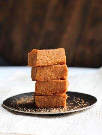 stack of toffee fudge on a plate