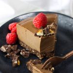 Slice of vegan chocolate cheesecake