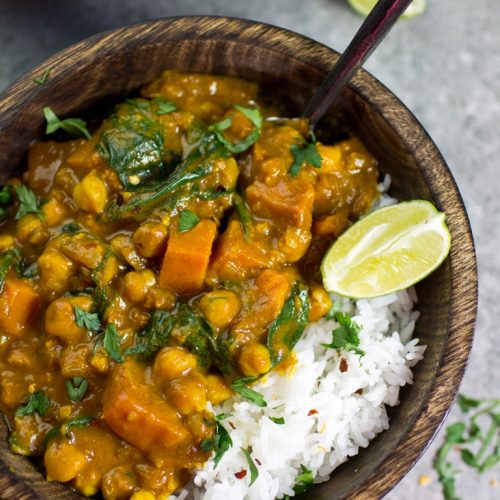 Sweet Potato, Chickpea and Spinach Coconut Curry - The Vegan 8