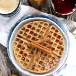 Vegan Gluten-free Chai Waffles on white plate