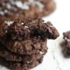 Stack of vegan chocolate coconut cookies
