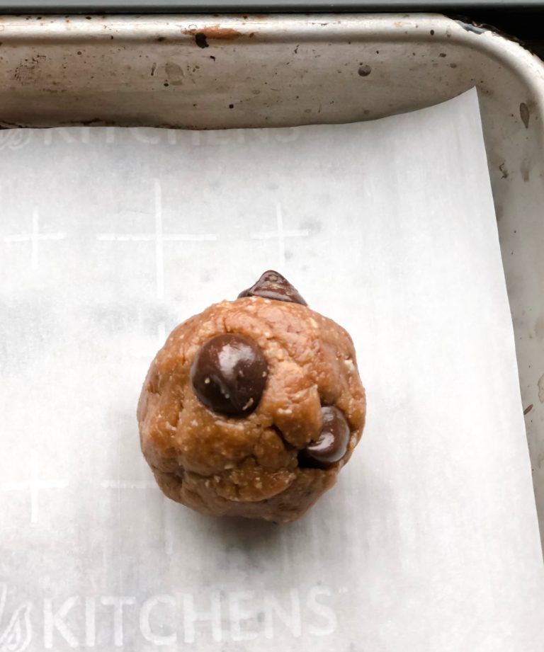 Pre-baked vegan grain-free chocolate chip cookie dough ball