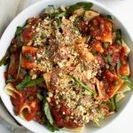 rigatoni with fresh basil tomato sauce and lemon parmesan cheese