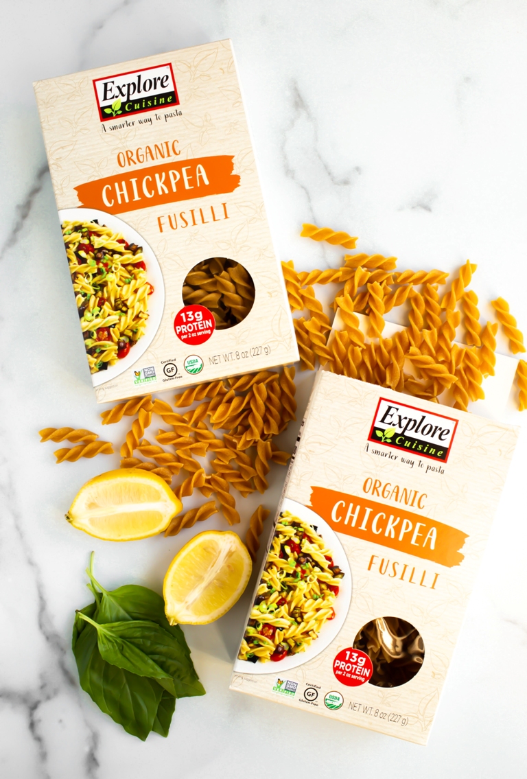 boxes of Explore cuisine chickpea pasta