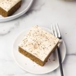 slice of vegan pumpkin bread on white plate